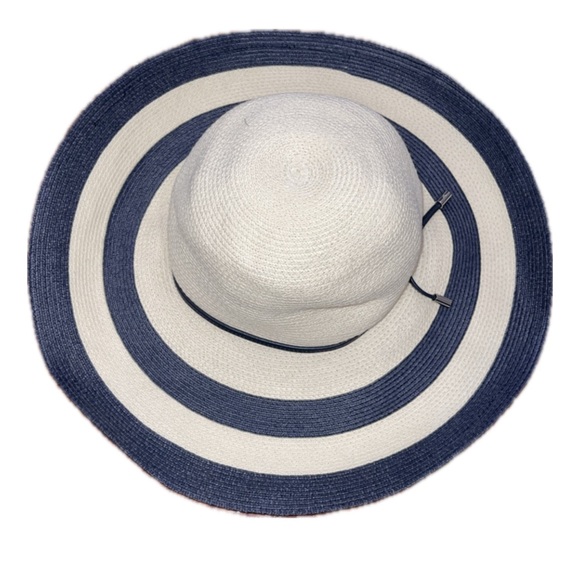 NWT Coach Natural/Navy Stripe City Floppy Hat - Picture 2 of 6